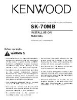 Предварительный просмотр 1 страницы Kenwood SK-70MB Installation Manual