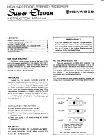 Preview for 1 page of Kenwood Super Eleven Instruction Manual