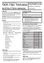 Preview for 1 page of Kenwood TKR-850 Instruction Manual