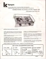 Kenyon 126 Instructions And Parts List preview