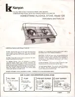 Preview for 1 page of Kenyon 126 Instructions And Parts List