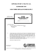 Предварительный просмотр 1 страницы KEPCO BOP-ME 1KW Operator'S Manual