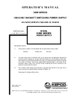 KEPCO HSM 12-84 Operator'S Manual preview