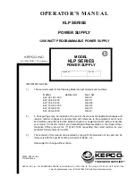 Предварительный просмотр 1 страницы KEPCO KLP SERIES Operator'S Manual