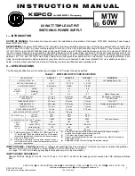 Preview for 1 page of KEPCO MTW 60W Instruction Manual