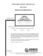 KEPCO PAT 72-0. Instruction Manual предпросмотр