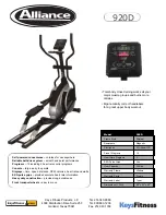 Keys Fitness Alliance 920D Specification Sheet preview