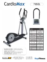 Предварительный просмотр 1 страницы Keys Fitness Cardiomax 705el Specification Sheet