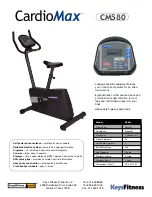 Keys Fitness CardioMax CM580 Specification Sheet preview