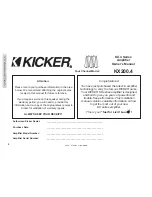 Предварительный просмотр 2 страницы Kicker KX.4 Series Owner'S Manual