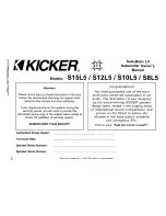 Preview for 2 page of Kicker S12L5 Owner'S Manual