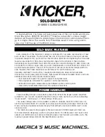 Preview for 1 page of Kicker Solo-Baric D-Series Manual