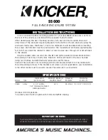 Preview for 1 page of Kicker SS600 Installation Instructions