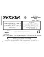 Preview for 2 page of Kicker VES12 Owner'S Manual