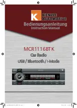 Preview for 1 page of Kienzle Automotive MCR1116BTK Instruction Manual