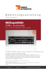 Preview for 1 page of Kienzle Automotive MCR2420DAB+ User Manual