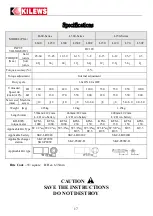 Preview for 18 page of Kilews PTA-L150 Series Operation And Maintenance Manual