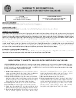 Preview for 2 page of King Canada 8560LST Instruction Manual