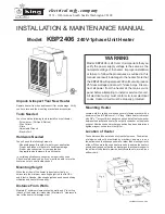 Preview for 1 page of King Electrical KBP2406 Installation & Maintenance Manual