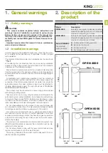 Preview for 7 page of King gates OPEN 6000 Installation And Use Instructions And Warnings