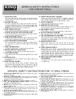 Preview for 3 page of King Industrial KC-15HS-VS Instruction Manual