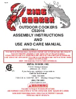 Preview for 1 page of King Kooker CS2016 Assembly Instructions And Use And Care Manual