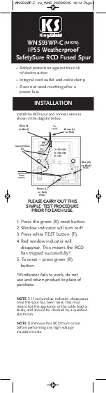 KingShield WNS93WP-C Quick Start Manual предпросмотр