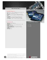 Preview for 2 page of Kingston Technology SDHC UltimateXX UHS-1 Specifications