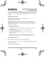 kioxia M.2 2280 PCIe NVMe SSD Quick Start Manual предпросмотр