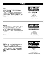 Preview for 55 page of Kirkland Signature PC2600 Use And Care Manual