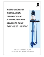 Предварительный просмотр 1 страницы KIRLOSKAR KPDS Instruction On Installation, Operation And Maintenance