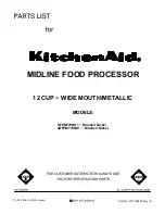 KitchenAid 4KFPM770NK1 Parts List preview