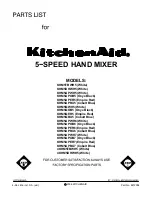 KitchenAid 4KHM5DHWH5 Parts List preview