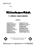 KitchenAid 4KHM7TAC5 Parts List preview