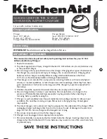 KitchenAid 5KCL12CSOB Quick Manual preview