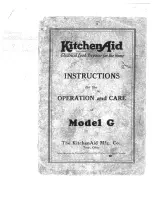 Preview for 1 page of KitchenAid G Instructions For Operation And Care