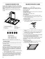 Preview for 10 page of KitchenAid ISLAND CANOPY Installation Instructions And Use & Care Manual