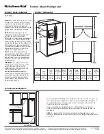 KitchenAid KBFS20EV Series Dimension Manual предпросмотр