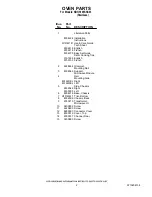 Preview for 2 page of KitchenAid KBHS109SSS03 Parts List