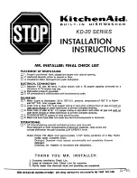 KitchenAid KD-20 SERIES Installation Instructions Manual preview