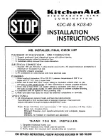 KitchenAid KDC-40 Installation Instructions Manual preview