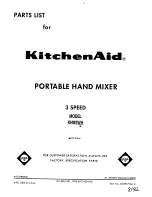 Preview for 1 page of KitchenAid KHM3WH - Hand Mixer Parts List