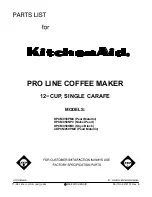 Preview for 1 page of KitchenAid KPCM050PM - Pro Line Single-Carafe Coffee Maker Parts List