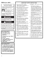 Preview for 2 page of KitchenAid KSBN220PSS Installation Instructions And Use And Care Manual