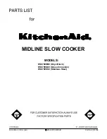 Preview for 1 page of KitchenAid KSC700OB - Slow Cooker Parts List