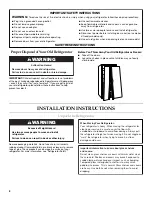 Preview for 2 page of KitchenAid KSRK25FVBT - 25.4 cu. ft. Refrigerator User Instructions