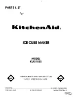 KitchenAid KUIS185S Parts List preview