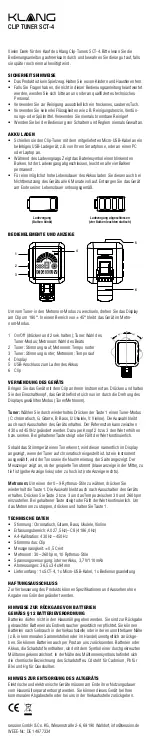 Klang CLIP TUNER SCT-4 Quick Start Manual предпросмотр