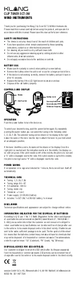 Preview for 2 page of Klang SCT-3W Quick Start Manual