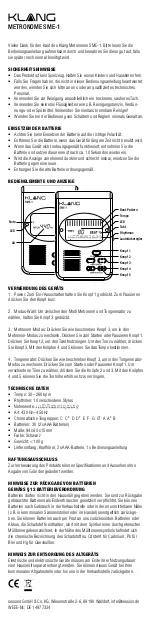 Предварительный просмотр 1 страницы Klang SME-1 Instruction Manual